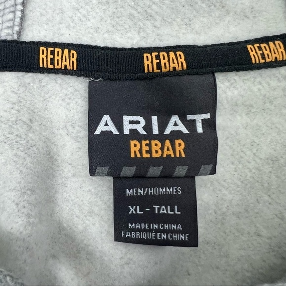 ARIAT Rebar Men’s Pullover Hoodie Sweatshirt Sz XL-Tall Gray Drawstring LS - Picture 4 of 11